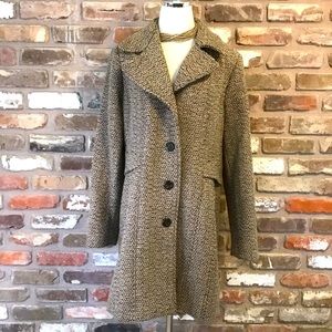 GIACCA Women’s Tan Black Tweed Notch Lapel Collar Coat XL